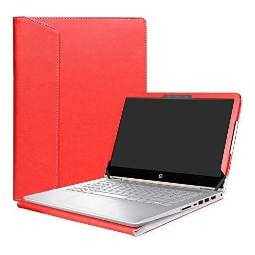 Alapmk specialmente progettato pu custodia protettiva in pelle per 14 hp pavilion x360 14 14-baxxx/asus imagine. Book mj401ta series notebook, rosso
