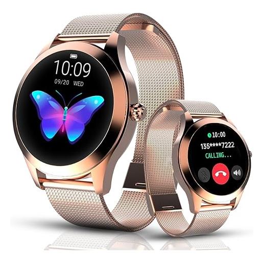 LUNIQUESHOP smartwatch donna round | orologio digitale fitness tracker con cardiofrequenzimetro da polso | contapassi | notifiche messaggi | impermeabile ip67 | smart band orologio per android i. Os
