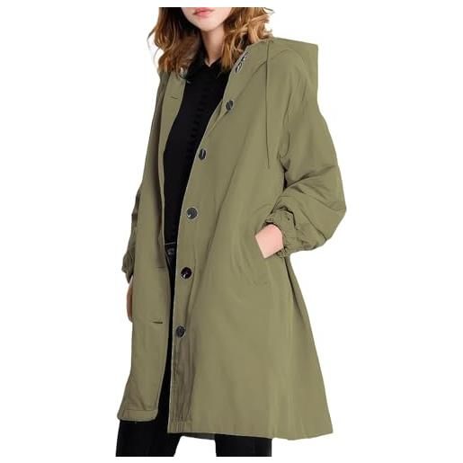 MTROTE HXUE windbreaker doppio petto cappuccio manica lunga giacca antivento leggero retro cappotto casual, albicocca, m