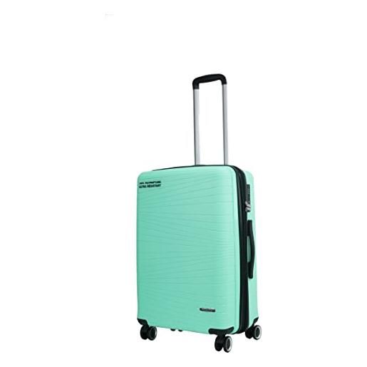 METZELDER square valigia rigida 100% polipropilene ultra resistente, soffietto estensibile, serratura codice tsa, verde acqua (mint), m (mediume) 64l/76l- 66 x 42 x 27cm - 3.5kg, valigia