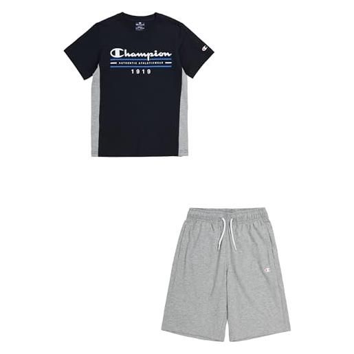 Champion legacy graphic shop b - since 1919 crewneck t-shirt & shorts completo, bianco/blu marino, 9-10 anni bambini e ragazzi ss24