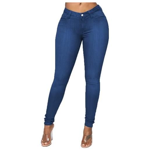 Dekyda jeans skinny da donna a vita alta elasticizzati taglie forti 228, nero, xl