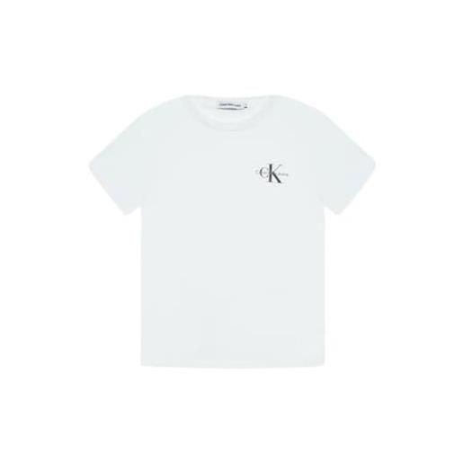 Calvin Klein jeans chest monogram ib0ib01231 top in maglia a maniche corte, bianco (bright white), 16 anni bambini e ragazzi
