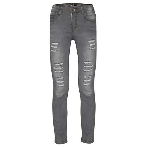 A2Z 4 Kids bambini ragazze denim strappato jeans grigio comfort magro stirata - girls jeans jn28 grey_11-12