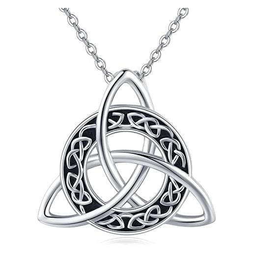 Midir&Etain collana con fiocco celtico collana con ciondolo con nodo trinità in argento 925 amuleto gioielli celtici regali irlandesi per donne uomini, argento sterling