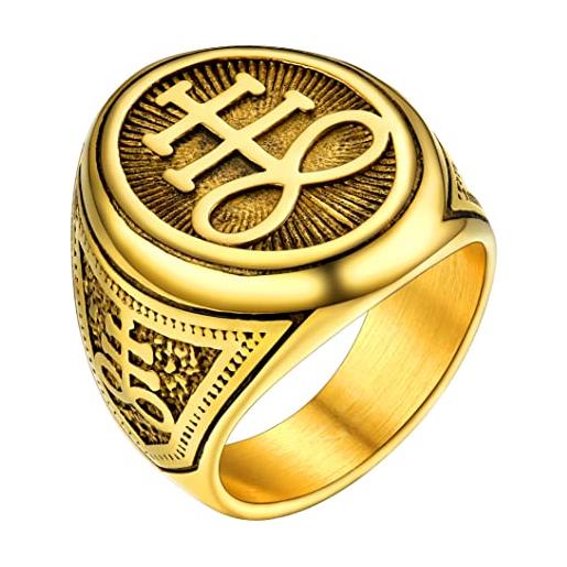 PROSTEEL anello uomo sigillo in oro misura 14 croce contro levitano anelli donna acciaio dorato anello uomo oro con confezione regalo