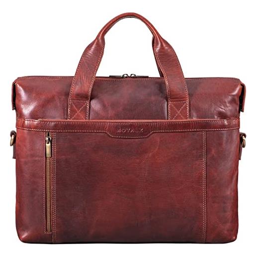 ROYALZ 'seattle' grande borsa a tracolla in pelle da uomo valigetta vintage per laptop da 15.6' borsa messenger business, colore: roma cognac marrone
