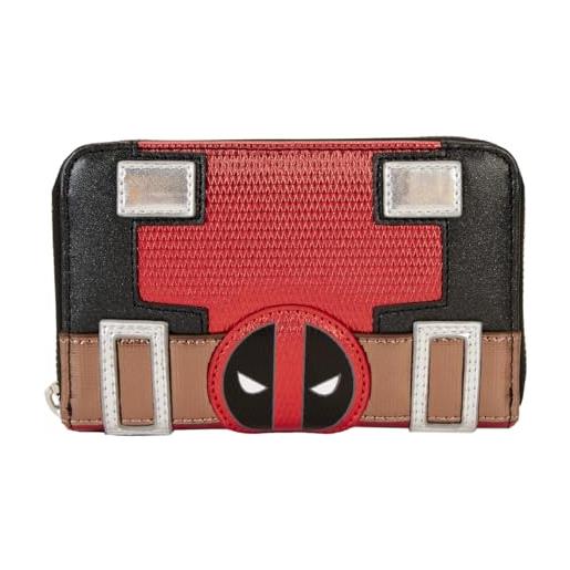 Loungefly marvel deadpool metallic collection - portafoglio con cerniera, colore: rosso, rosso, misura unica