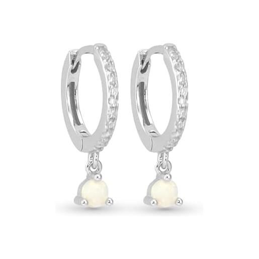 UNIQA JEWELS uniqua jewels orecchini argento 925, orecchini pendenti opale ø interno 8.5mm esterno 10.5mm, orecchini piccoli donna, orecchini anallaergici e senza nichel