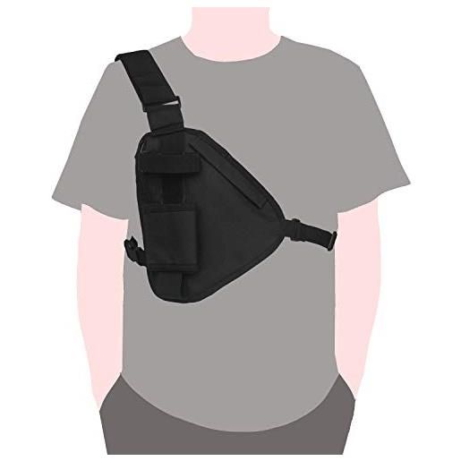 Lyirfan borsa universale da petto regolabile, borsa a tracolla regolabile, per walkie-talkie, per viaggi, sport, escursionismo, campeggio, ciclismo, ecc, nero , taglia unica