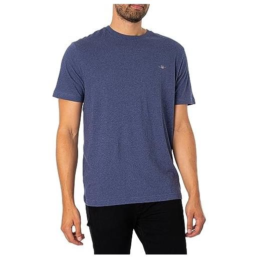 GANT reg shield ss maglietta t-shirt, blu jeans scuro mélange, xxl uomo