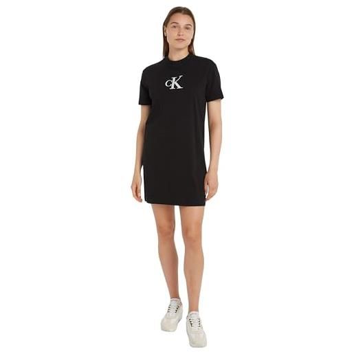 Calvin Klein Jeans satin t-shirt dress j20j223434 vestiti, nero (ck black), l donna