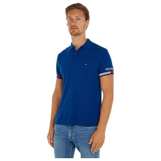 Tommy Hilfiger maglietta polo maniche corte uomo slim fit, blu (anchor blue), xxl