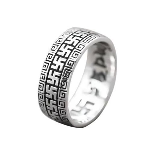 BDUBZ anello svastica buddista uomo e donna anello regolabile aperto in argento sterling vintage feng shui anelli di dio indù anelli fortunati