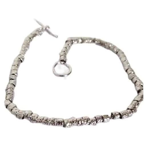 Fei Gioielli bracciale argento 925 modello pepite granelli gioielli uomo donna anallergico (18, pepita 0.4 mm)