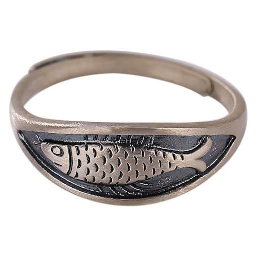 NicoWerk anello da donna in argento sterling 925 rustico vintage celtico opaco con struttura annerita animale regolabile aperto sri1038