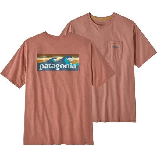 Patagonia - t-shirt in cotone riciclato - m's boardshort logo pocket responsibili-tee sienna clay per uomo in cotone - taglia s, m, l, xl, xxl - rosa