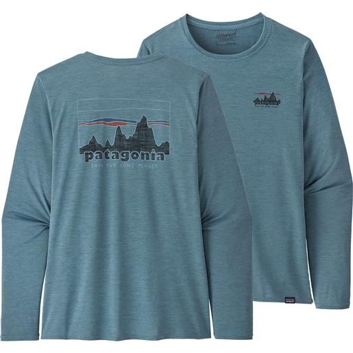 Patagonia - t-shirt traspirante - w's l/s cap cool daily graphic shirt 73 skyline lght plume gr x-dye per donne - taglia xs, s, m, l - grigio
