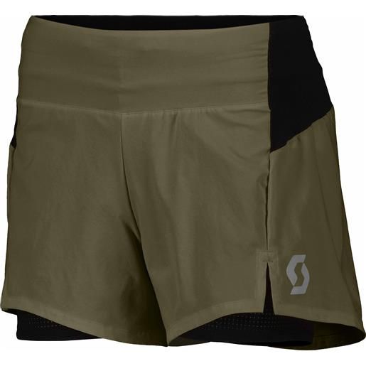 Scott - shorts da trail/running - endurance tech w hybrid short fir green/black per donne - taglia xs, s, m, l - kaki