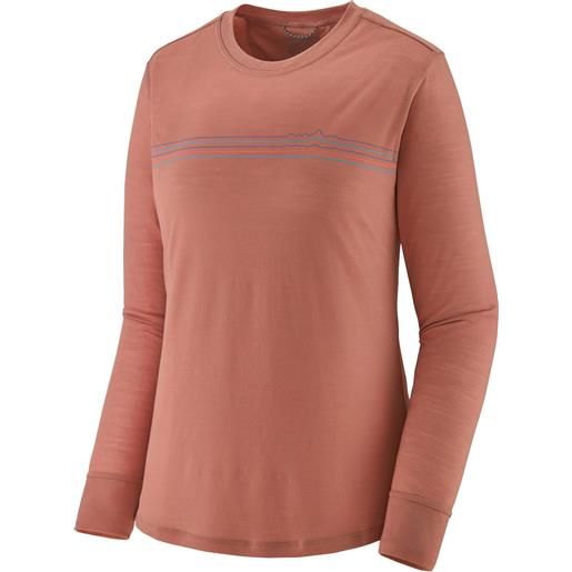 Patagonia - t-shirt in lana merino - w's l/s cap cool merino blend graphic shirt terra pink per donne in lana vergine - taglia xs, s, m, l - rosa