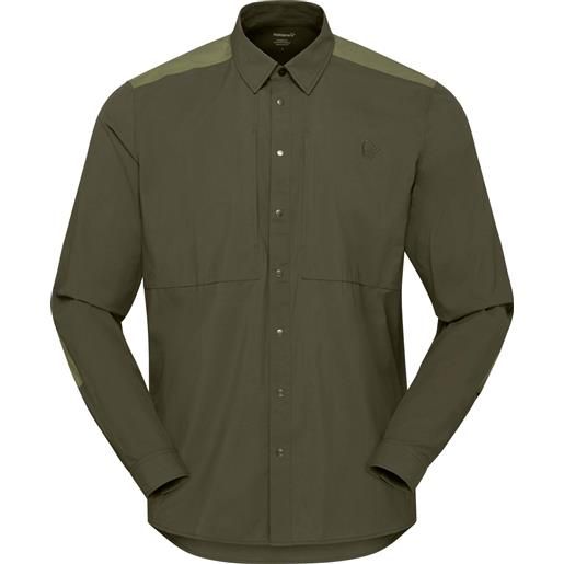 Norrona - camicia leggera e traspirante - femund light shirt m's olive night per uomo in nylon - taglia s, m, l, xl - kaki
