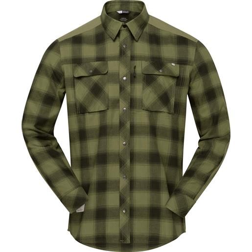 Norrona - camicia in cotone organico e lana - femund flannel shirt m's rosin per uomo in cotone - taglia m, l - verde