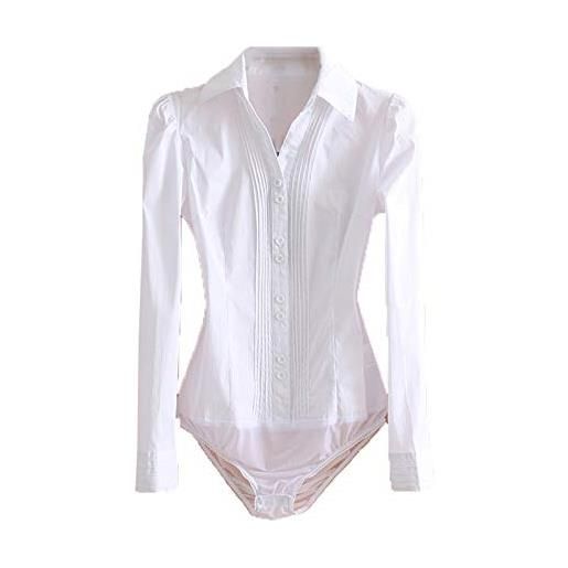 Laoling body eleganti per le donne office lady work camicia bianca a maniche lunghe aderenti moda top camicette abiti femminili white xl