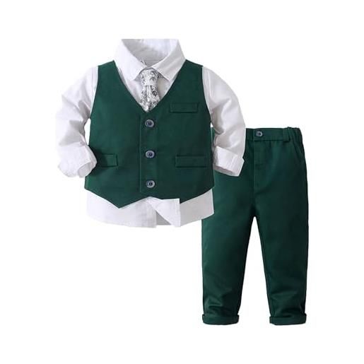 ranrann completo elegante bambino 3 pezzi set di gilet + camicia con papillon/cravatta + pantaloni costume da battesimo comunione banchetto neonato 6 mesi - 5 anni b grigio 4-5 anni