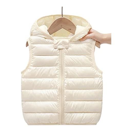 Yimutian bambini bambino gilet piumini inverno cappotto con cappuccio smanicato giacche leggero gilet in cotone per ragazze ragazzi bianco 110