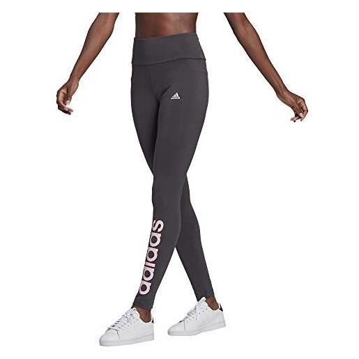 adidas womens linear leggings solid grey/clear pink x-large