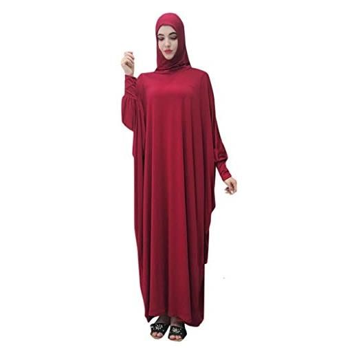 VJGOAL Donna 2020 ramadan abiti musulmano con turbante manica a pipistrello taglie forti etnico orientale elegante abaya islamico lungo tinta unita nero dress maxi dubai cocktail sera e cerimonia