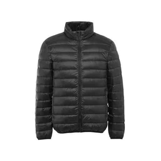 OLEETS piumino da uomo - autunno moda uomo piumino ultra leggero tasche invernali con zip cappotto capispalla caldo portatile top taglie forti, nero, 6xl