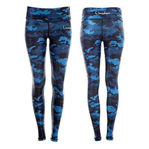 WINSHAPE leggings aderenti da donna funzionali power shape ael102, stampa, stile slim, blu mimetico, xxl