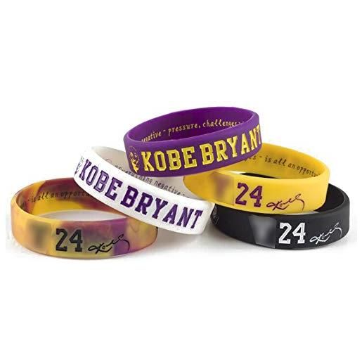 Lorh's store nba basket kobe bryant ritratto braccialetto numero 24 silicone parola inspirational sport wristband 5 pezzi