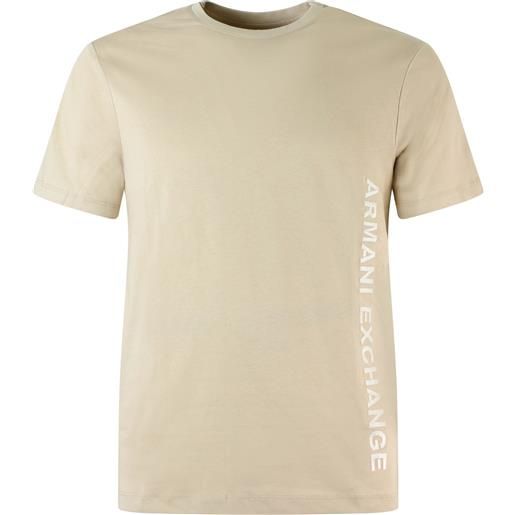 ARMANI EXCHANGE t-shirt beige con logo ricamato per uomo