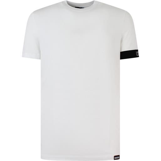DSQUARED2 t-shirt bianca con logo nero per uomo