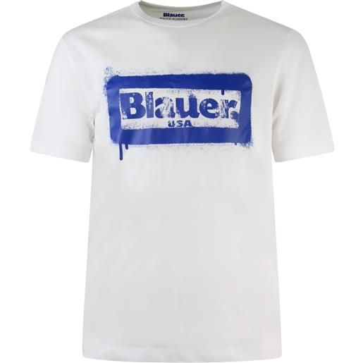 BLAUER t-shirt bianca con logo per uomo