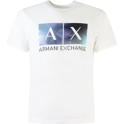 ARMANI EXCHANGE t-shirt bianco con stampa logata per uomo
