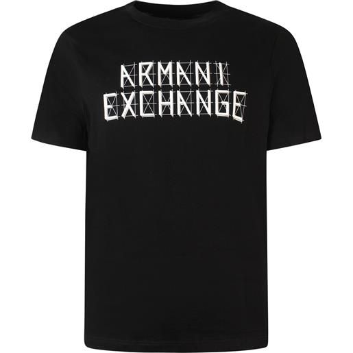 ARMANI EXCHANGE t-shirt nera con stampa logata per uomo