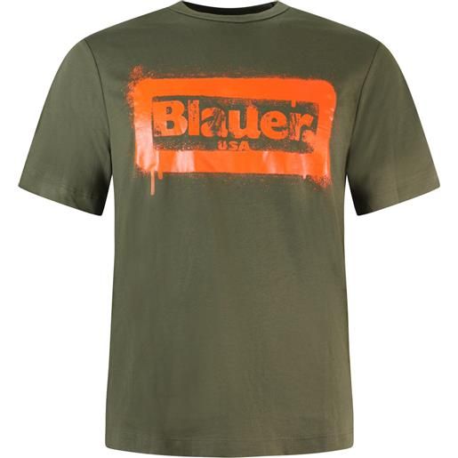 BLAUER t-shirt verde con logo per uomo