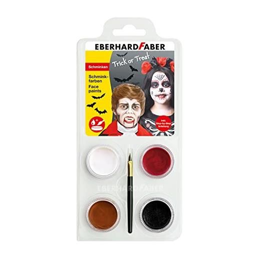 Eberhard Faber 579027 - set di colori per il trucco dracula con 4 colori, pennello e istruzioni, solubile in acqua e ad asciugatura rapida, set per il trucco dei bambini per dipingere i volti