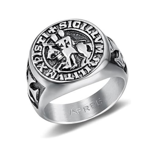 BOBIJOO JEWELRY - anello anello sigillo templare croce di cristo è stato consegnato il sigillo militum millitum acciaio argento nero - 19 (9 us), acciaio inossidabile 316