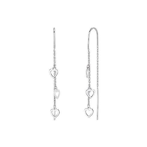 Vanbelle gioielli in argento sterling 925 - orecchini pendenti a forma di cuore aperto - rodiato - regalo classico e leggero per san valentino, argento sterling
