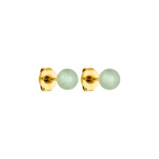 Purelei® orecchini in avventurina, orecchini da donna in acciaio inossidabile resistente, orecchini impermeabili in perle di avventurina, dimensione perle 4,75 mm (oro)
