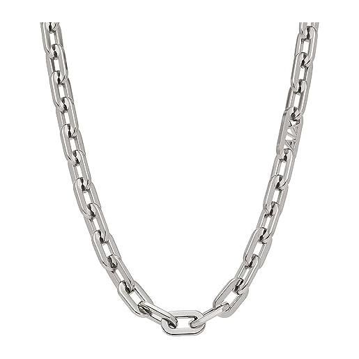 Emporio Armani armani exchange collana unisex, collana a catena in acciaio inossidabile, argento (silver)