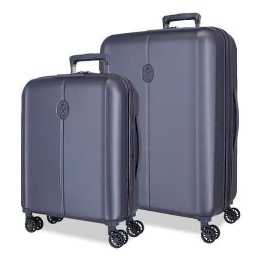 El Potro vera - set di valigie blu 55/70 cm, rigida abs, chiusura tsa 118l 6,98 kg, 4 ruote doppie bagaglio a mano, blu, set di valigie