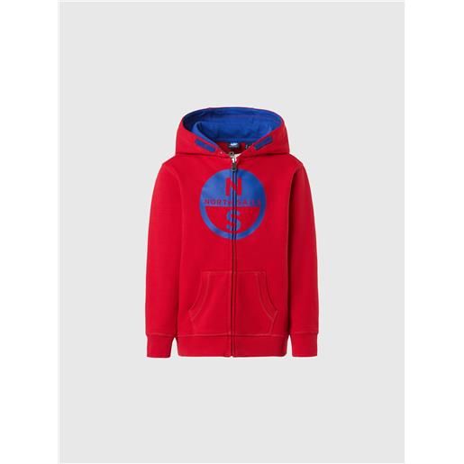 North Sails - felpa hoodie con maxi logo, red