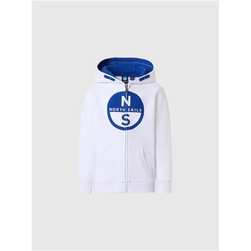 North Sails - felpa hoodie con maxi logo, white