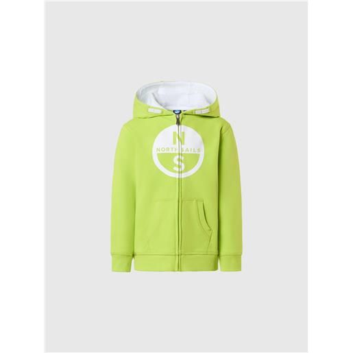 North Sails - felpa hoodie con maxi logo, acid lime