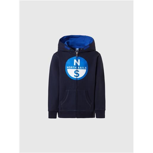 North Sails - felpa hoodie con maxi logo, navy blue